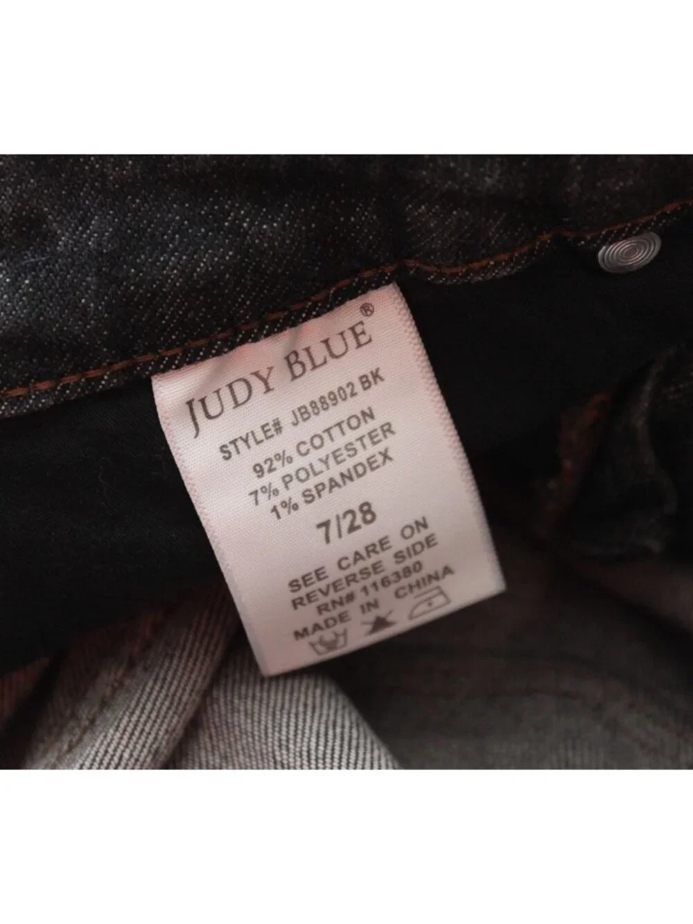 Judy Blue Jeans Size 7 28 Slim Fit Black Stretch Denim Tummy Control Preppy - Picture 12 of 12